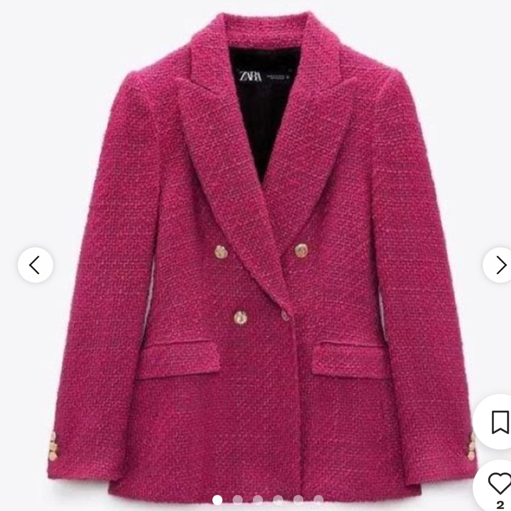 NWT Zara pink tweed blazer